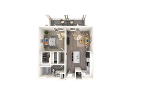 Floor plan for 1 bed, 1 bath, 790 sqft